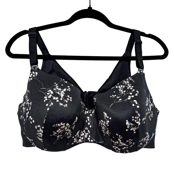 Cacique Other - Cacique 42DD Black Floral Balconette Bra – Lightly Lined Backsmoother NWOT